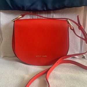 Cole Haan red pebble leather crossbody bag